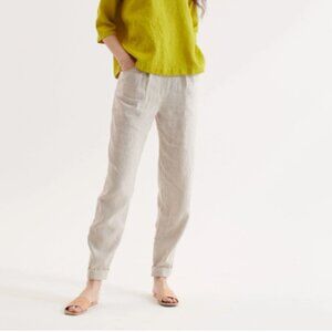 NPL Not Perfect Linen high pleated front pants DAMME Pants, Natural, Size M/L